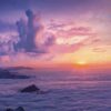 sunset, mountain, clouds